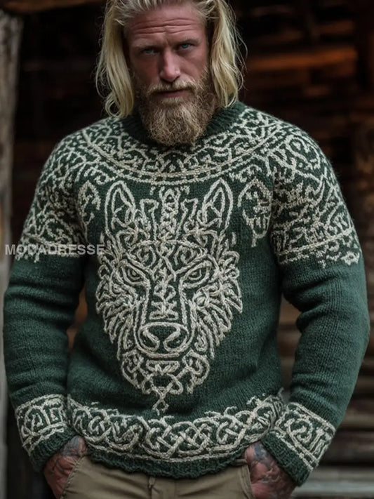 Mäns tröja i vikinga stil. grönt / S