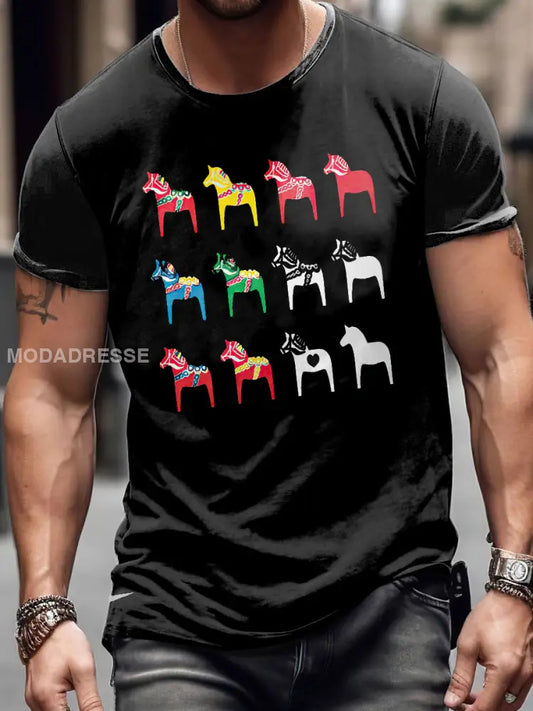 Mäns trojanska häst utskrift Vintage Mode kort ärm T-shirt S