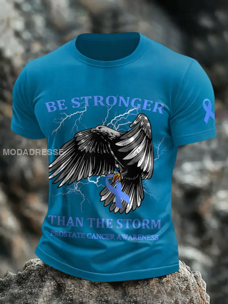 Mäns vara starkare än stormen prostatacancer medvetenhet T shirts blå / S