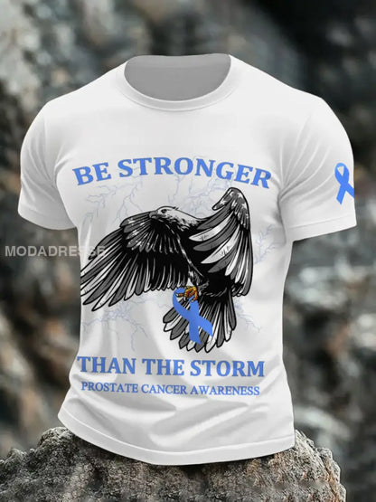Mäns vara starkare än stormen prostatacancer medvetenhet T shirts vitt / S