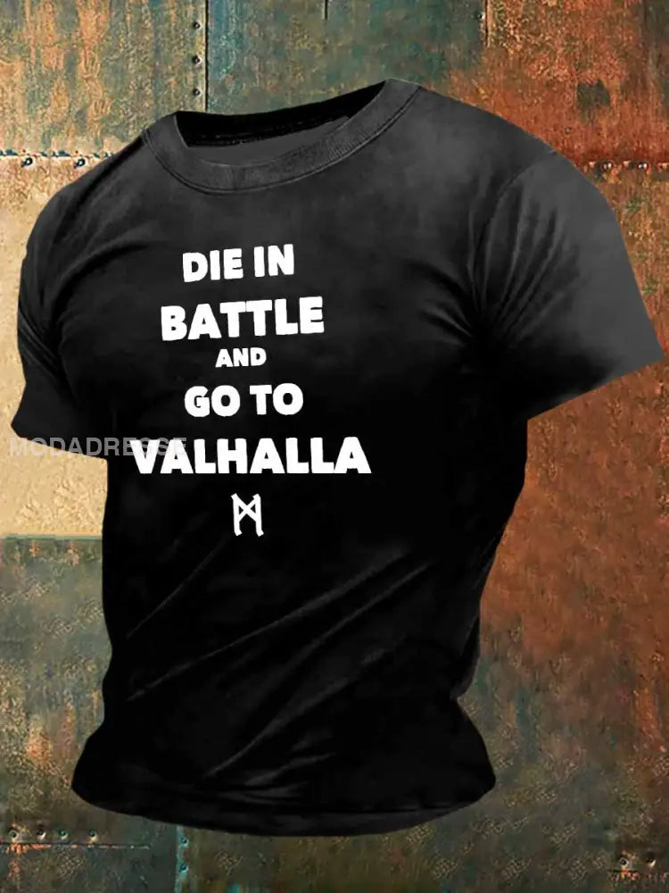 Mäns Viking Motto Tryck Vintage Mode kort ärm T-shirt S