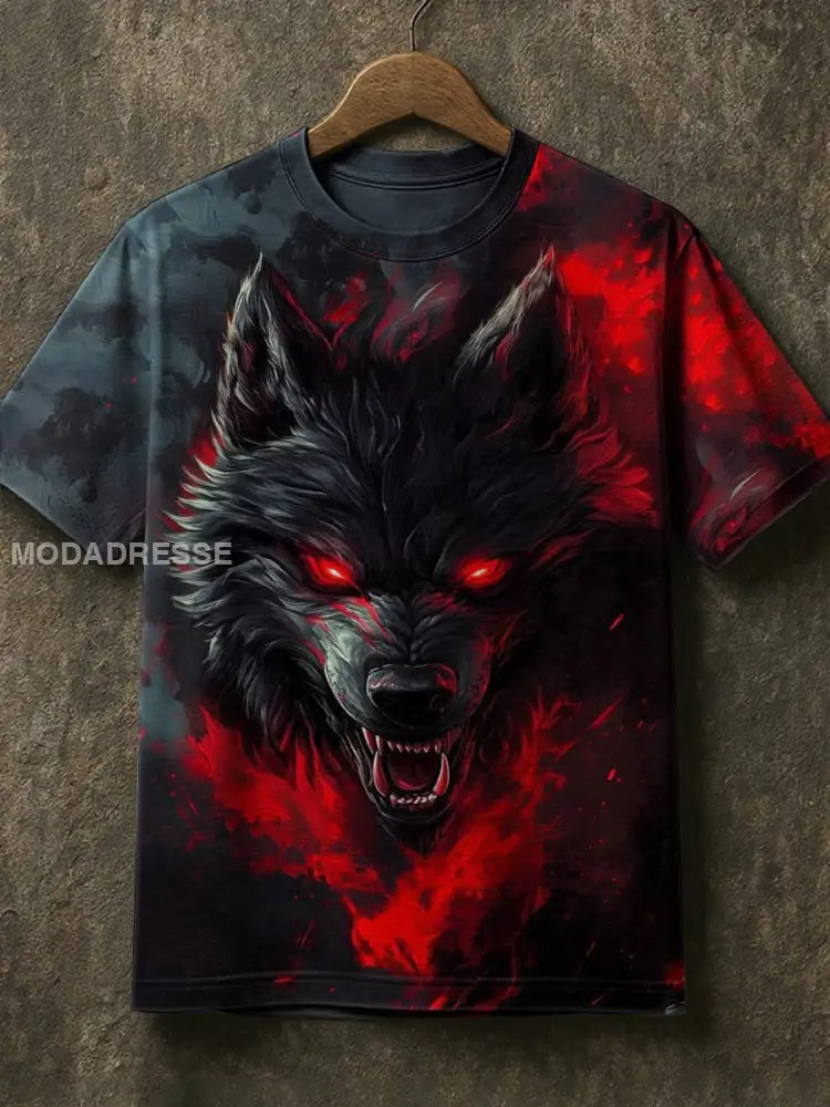 Mäns Viking Mytologi Fenrir T-shirt som bild / S