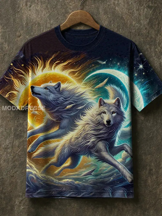 Mäns Viking Mytologi Sköll & Hati T-shirt som bild / S