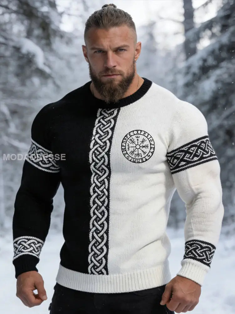 Mäns Viking Topp svart och vitt / S