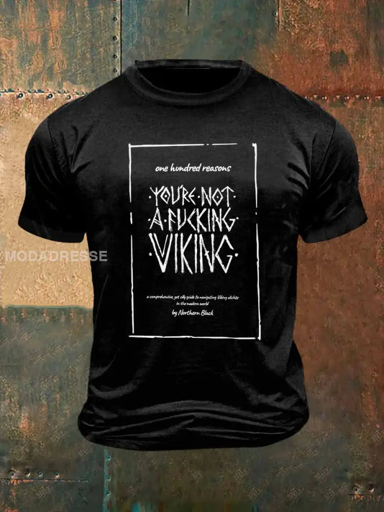 Mäns viking tryck Vintage Mode kort ärm T-shirt S