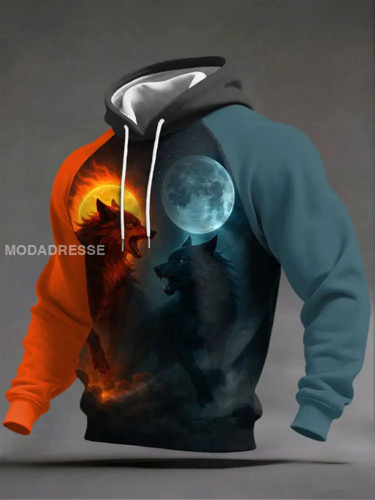 Mäns Viking Wolf Hoodie. som bild / S