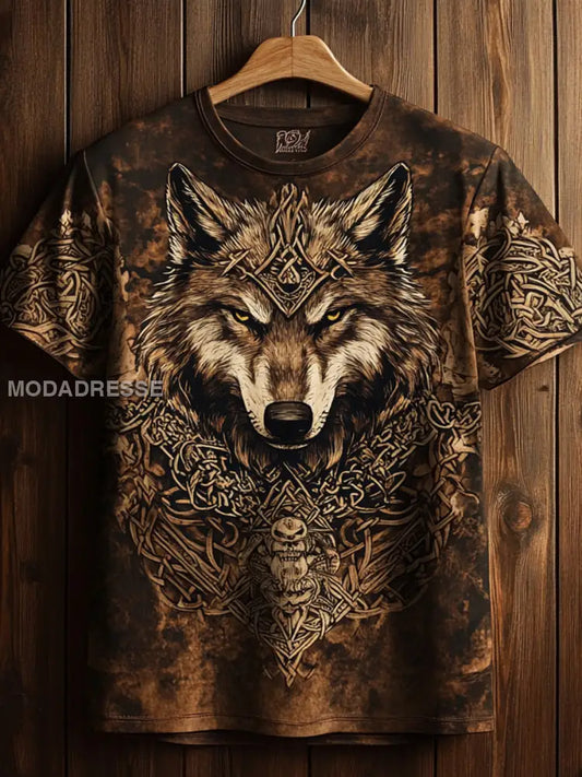 Mäns Viking Wolf Totem T-shirt som bild / S