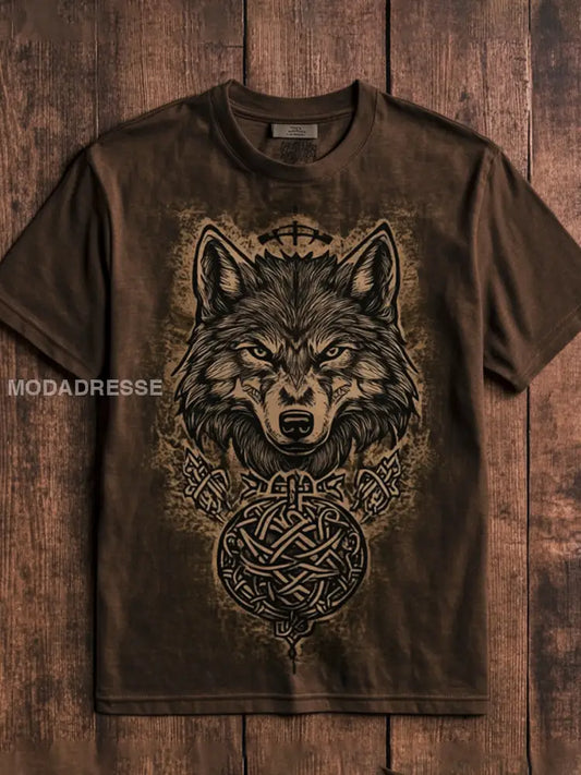 Mäns Viking Wolf Totem T-shirt som bild / S