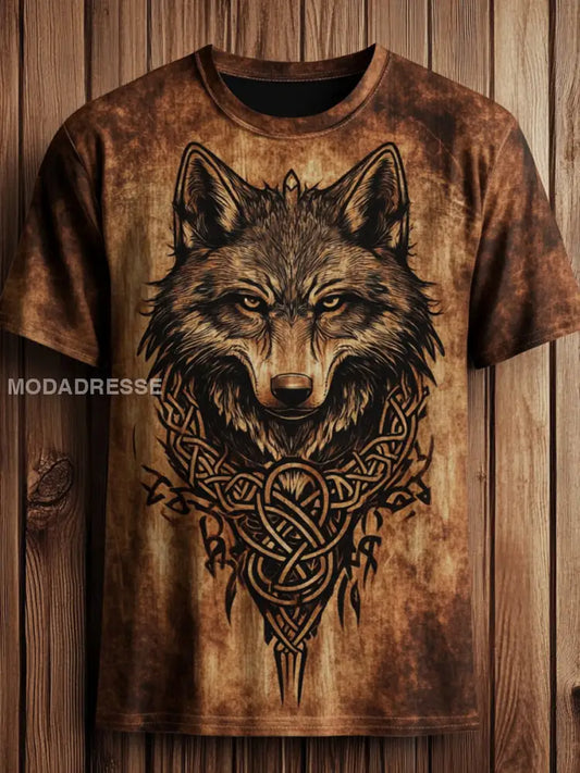 Mäns Viking Wolf Totem T-shirt som bild / S