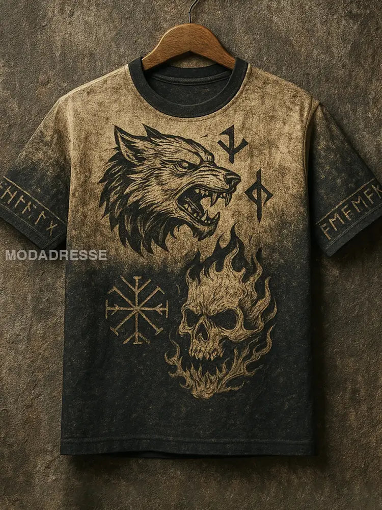 Mäns Viking Wolf Totem T-shirt som bild / S