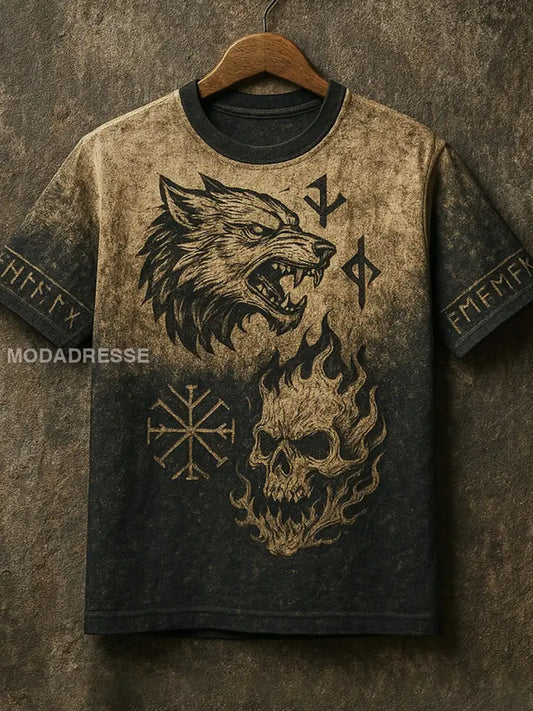 Mäns Viking Wolf Totem T-shirt som bild / S