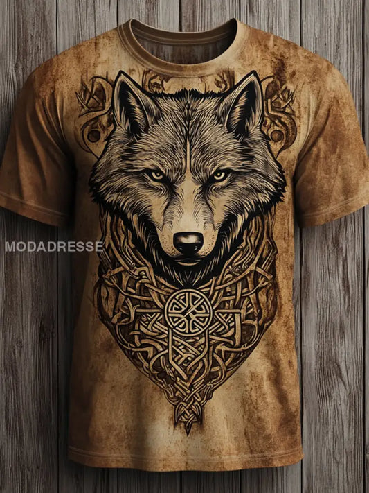Mäns Viking Wolf Totem T-shirt som bild / S