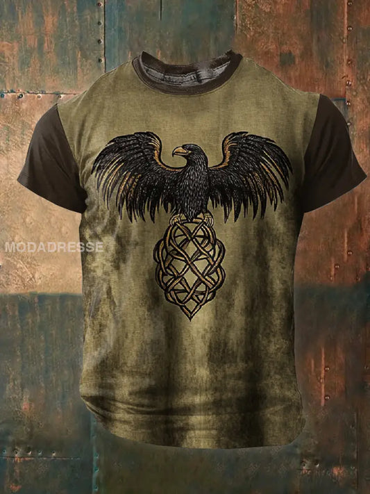 Mäns vikinga liv av träd Raven Vintage konst T-shirt som bild / S