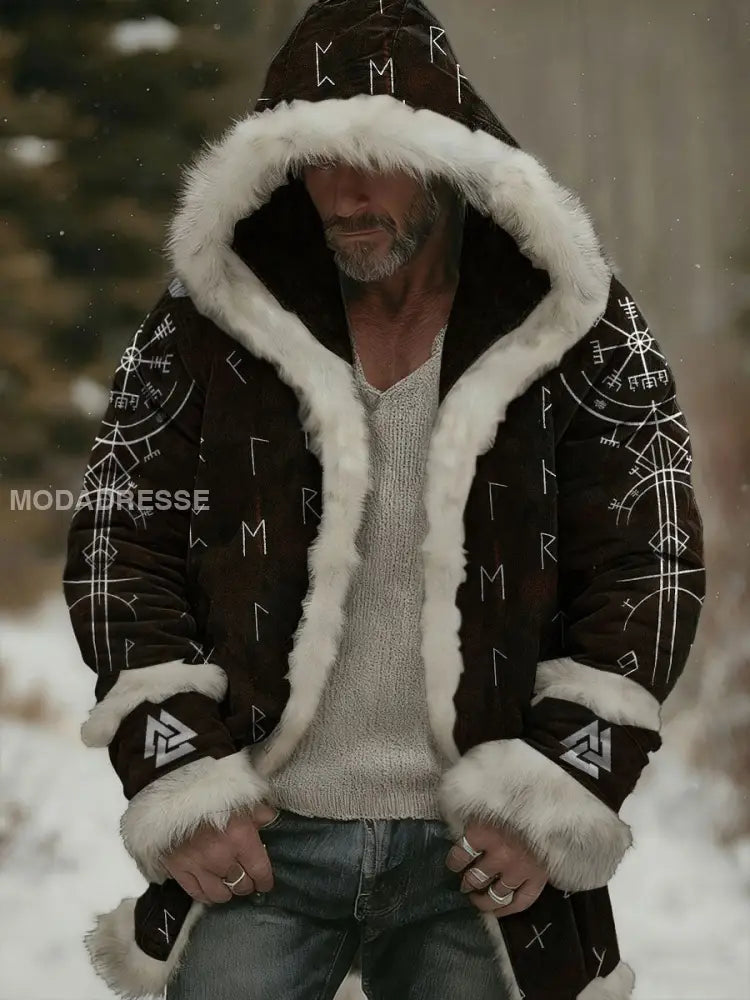 Mäns vikinga-stil plush cardigan som bild / S