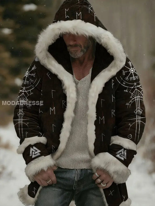 Mäns vikinga-stil plush cardigan som bild / S