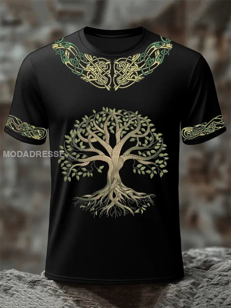 Mäns vikinga träd i livet t-shirts svart / S