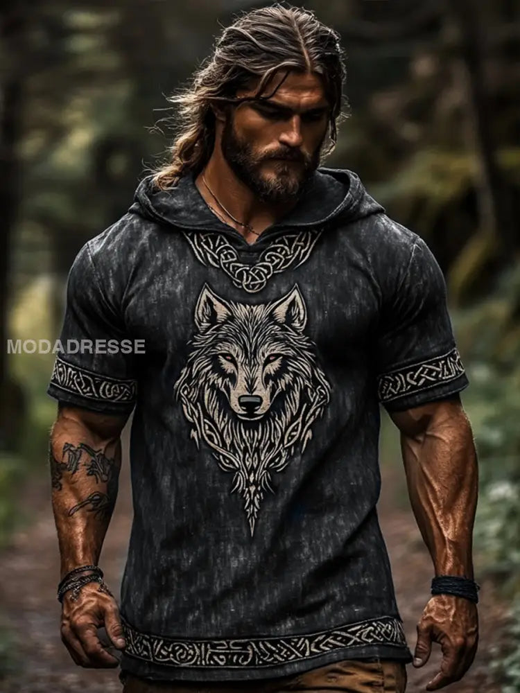 Mäns Vikingad T-shirt svart / S