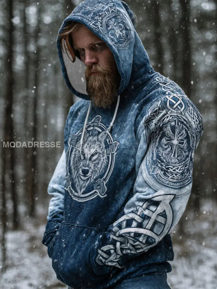 Mäns vikingatta blå / S