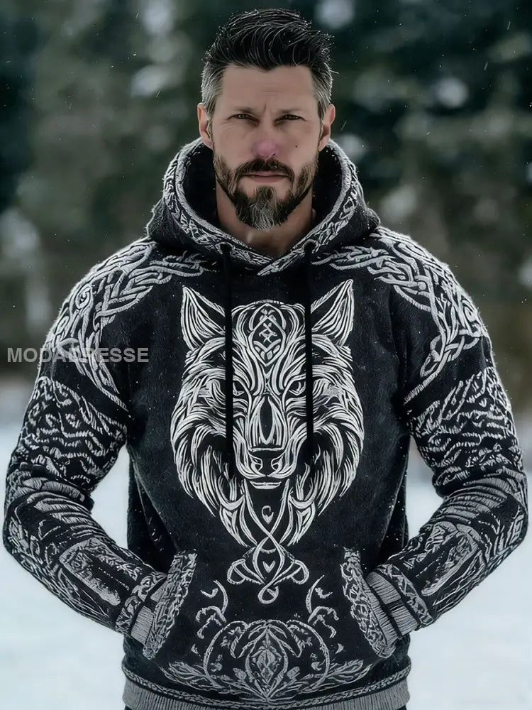 Mäns vikingatta svart / S