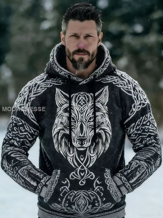 Mäns vikingatta svart / S
