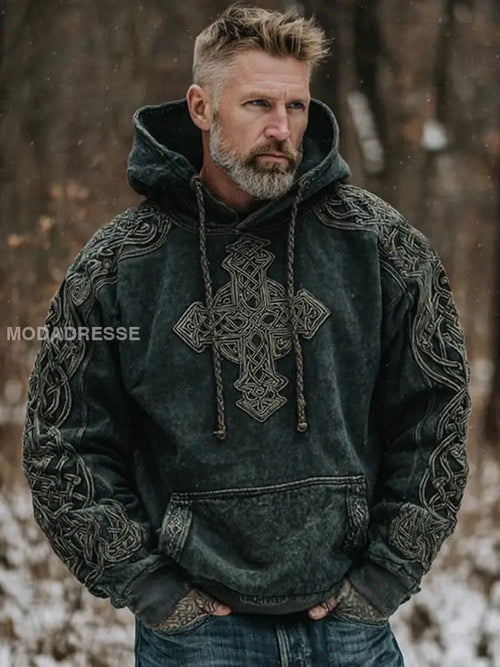 Mäns vikingatta svart / S