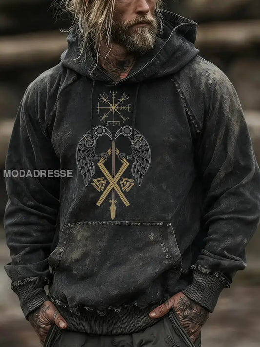 Mäns vikingatta svart / S