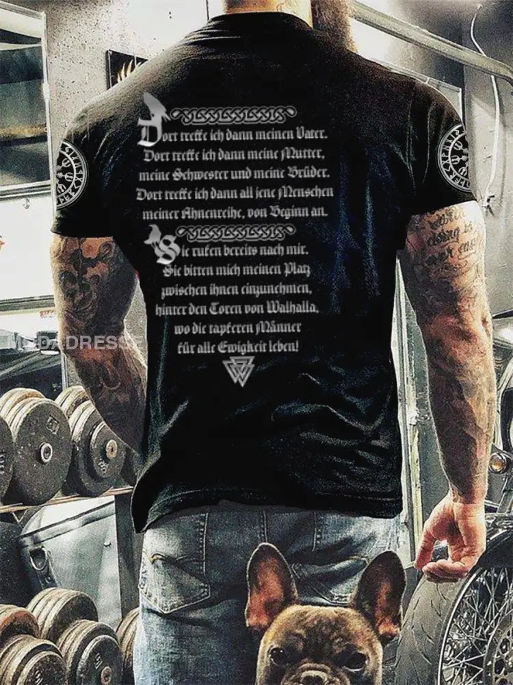 Mäns vikingtryckt kort ärm T-shirt