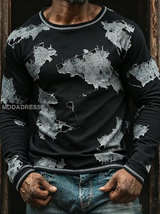Mäns Vintage Business Abstrakt konst Casual Topp A / S