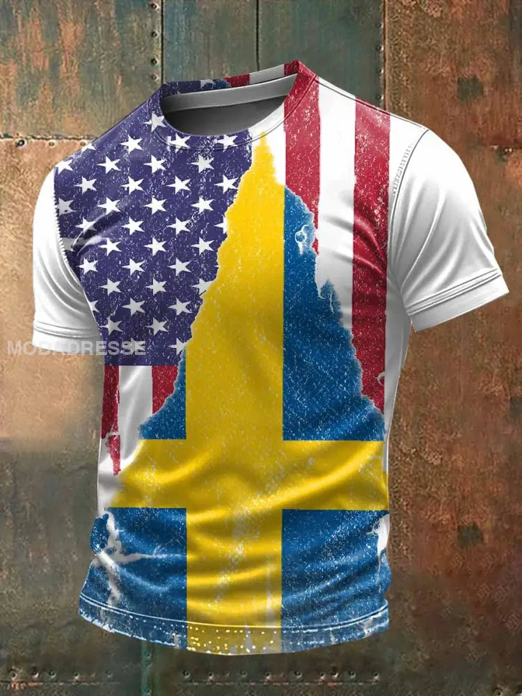 Mäns Vintage illustration Tryck Casual T-shirt som bild / S