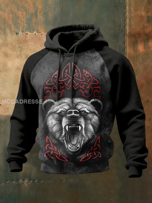 Mäns Vintage Viking mönster Casual Sweatshirt som bild / S