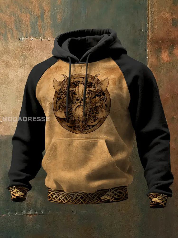 Mäns Vintage Viking mönster Casual Sweatshirt som bild / S
