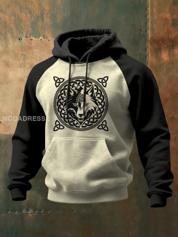 Mäns Vintage Viking mönster Casual Sweatshirt som bild / S