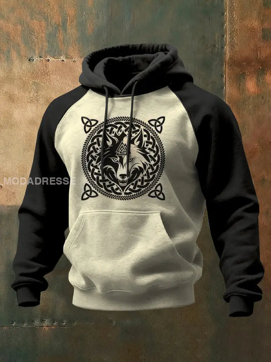 Mäns Vintage Viking mönster Casual Sweatshirt som bild / S