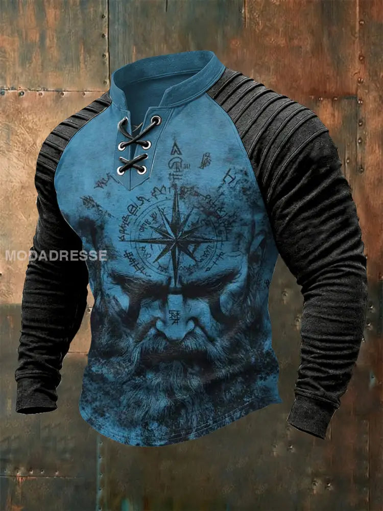 Mäns Vintage Viking Print Casual Sweatshirt som bild / S