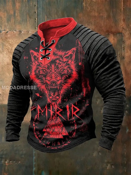 Mäns Vintage Viking Print Casual Sweatshirt som bild / S