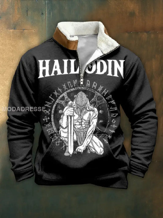 Mäns Vintage Viking Print Casual Sweatshirt som bild / S