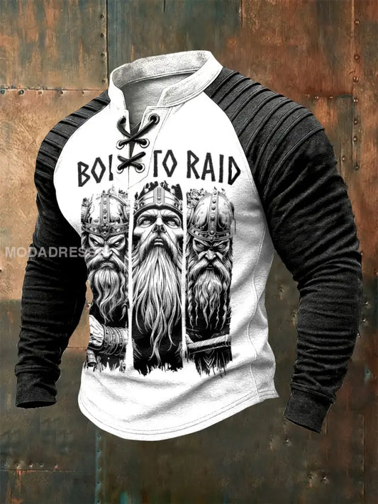 Mäns Vintage Viking Print Casual Sweatshirt som bild / S