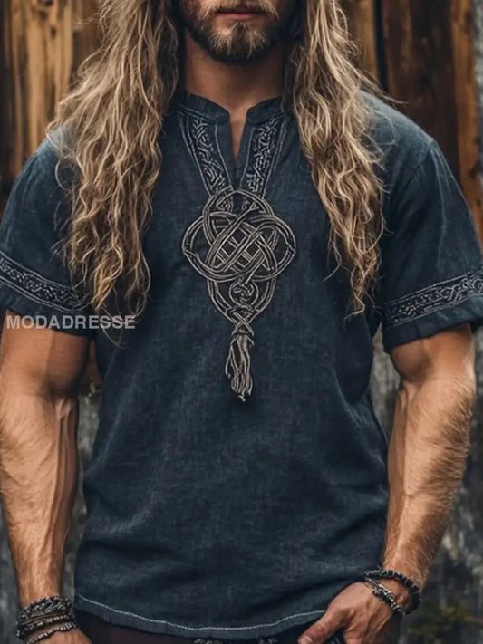 Mäns vintage Viking t-shirt blå sjöfart / S