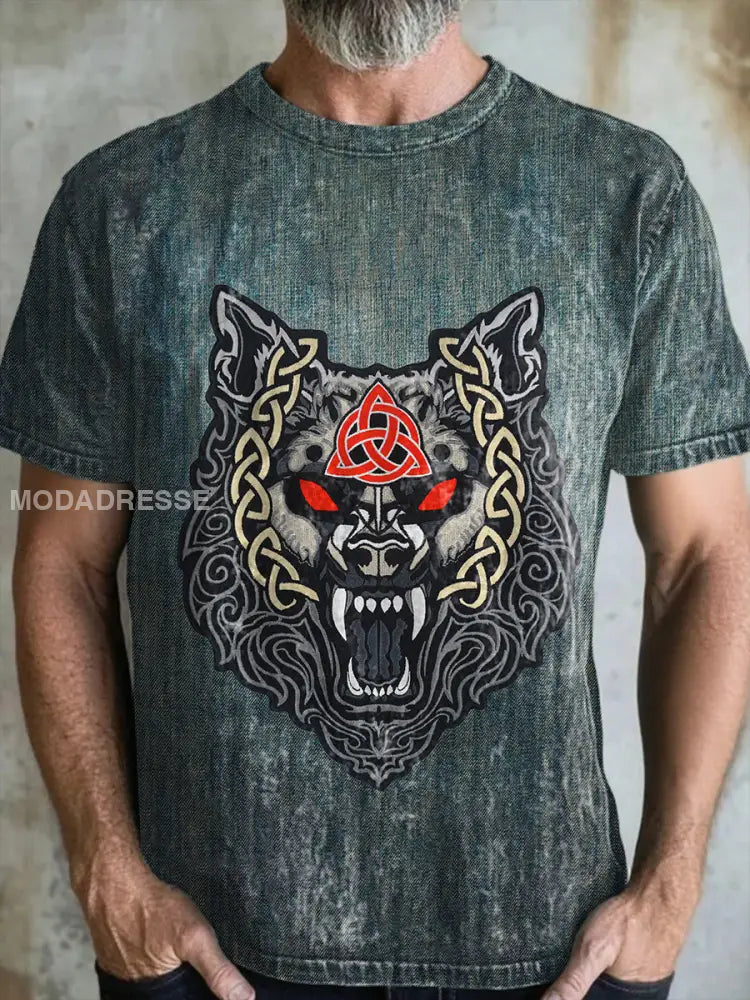 Mäns vintage Viking t-shirt mörk gröna / S