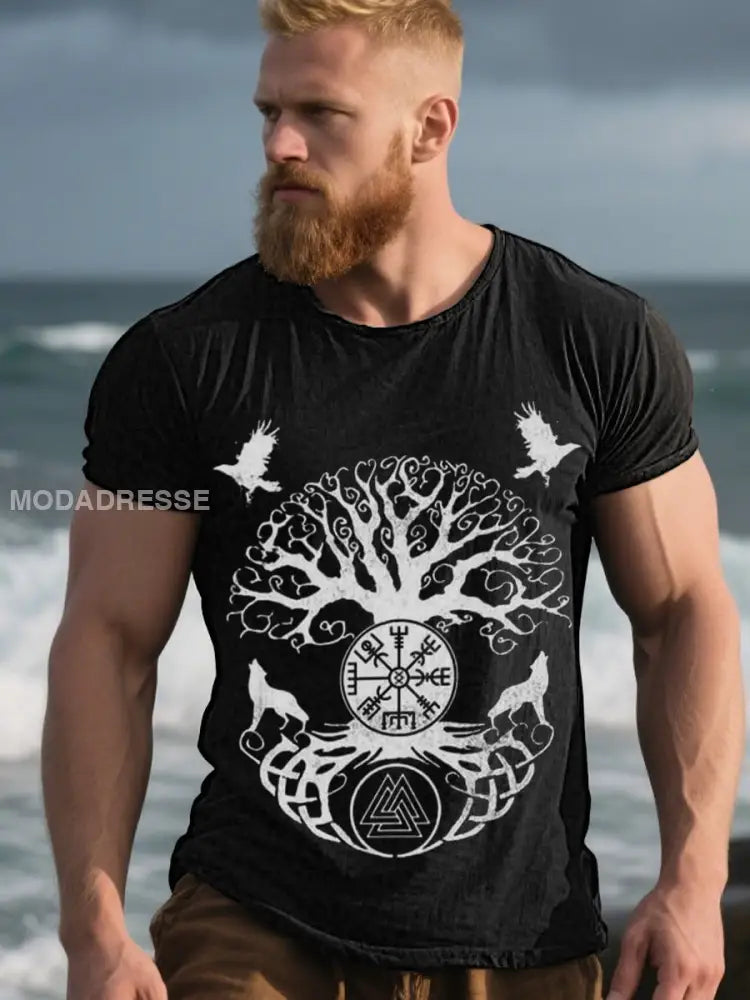 Mäns vintage Viking t-shirt svart / S