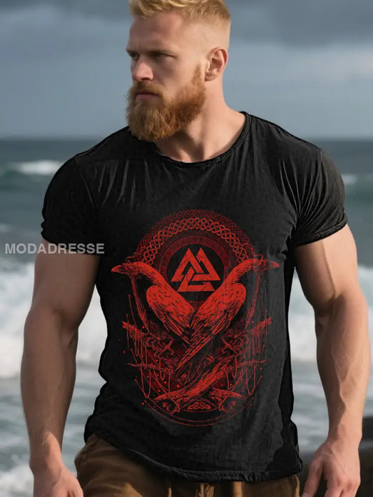 Mäns vintage Viking t-shirt svart / S