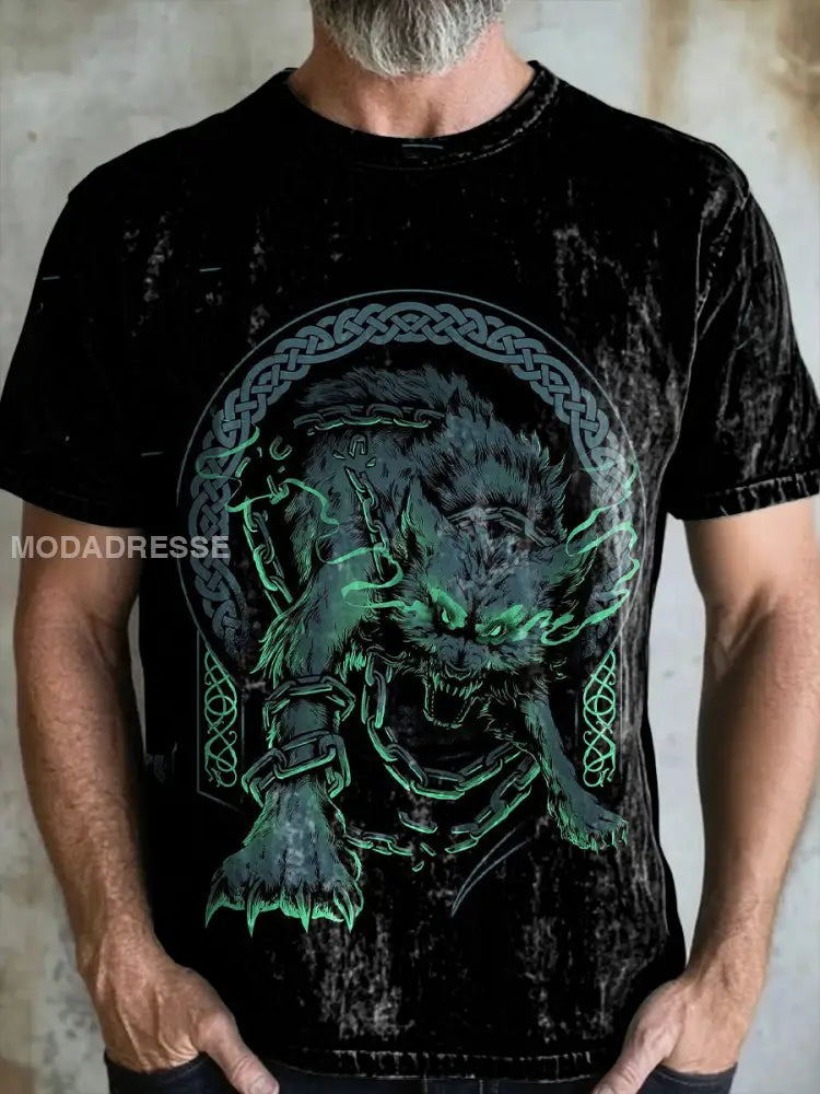 Mäns vintage Viking t-shirt svart / S
