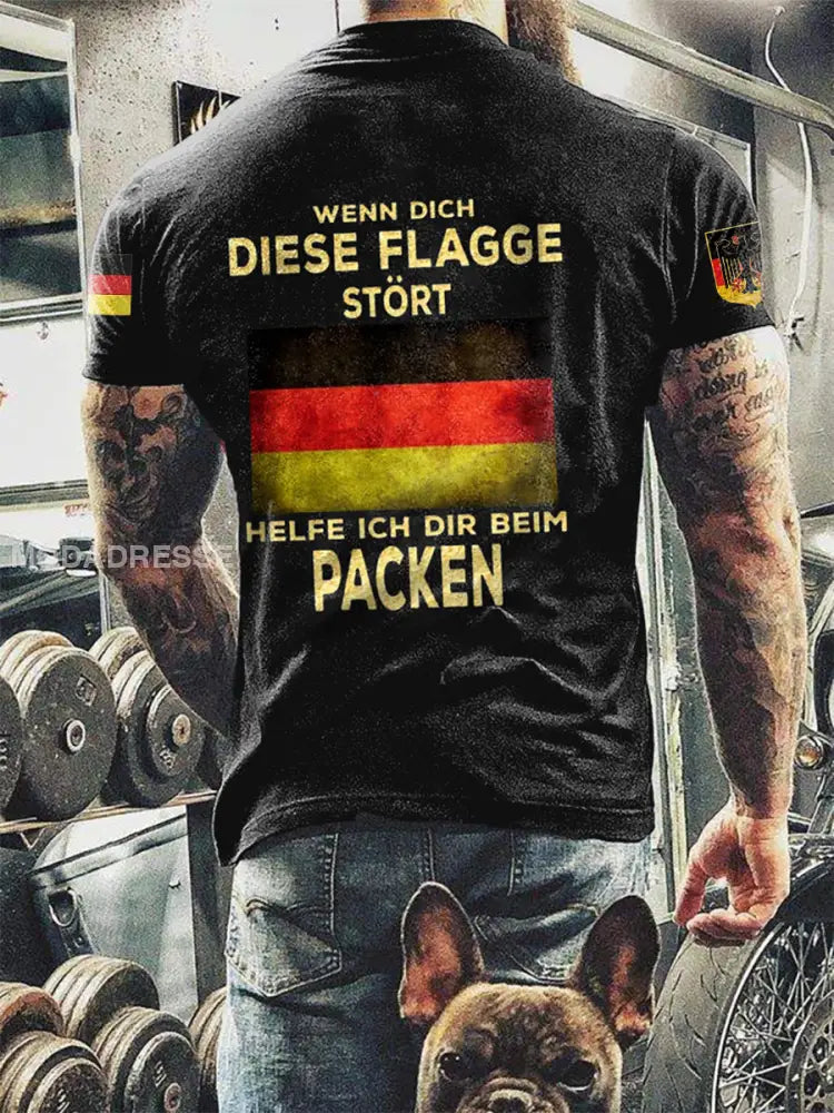 Mäns Wenn dich diese flagge stört helfe ih dir bring packen Tryckt Kort ärm T-shirt svart / S
