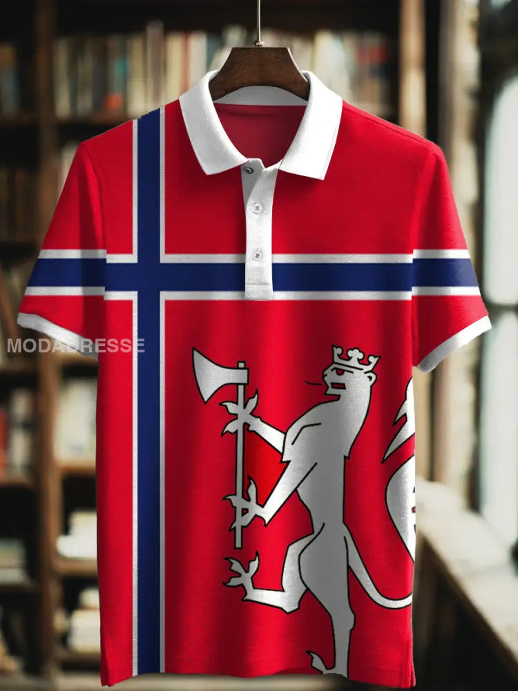 Mannens flagg og skilt Skriv ut Polo hals Kort erme T-shirt S