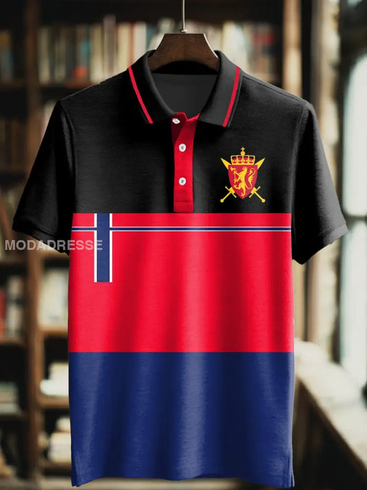 Mannens flagg Skriv ut Polo hals Kort erme T-shirt S