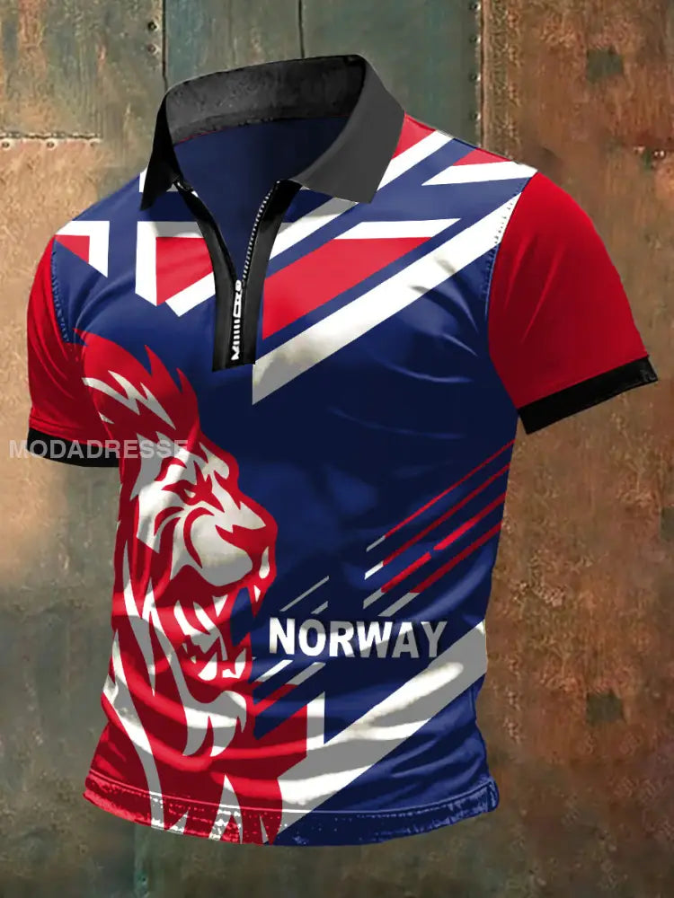 Menens norske løve skriv ut kort erme-t-shirt S