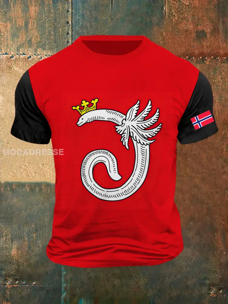 Menns dragetrykk Vintage kort erme T-shirt S