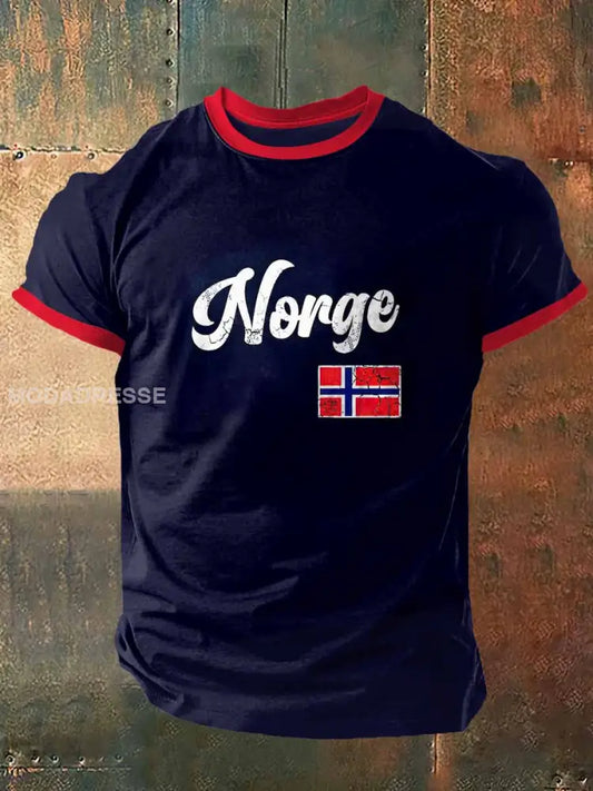 Menns norge-flagg Skriv ut korte erme-t-shirt S