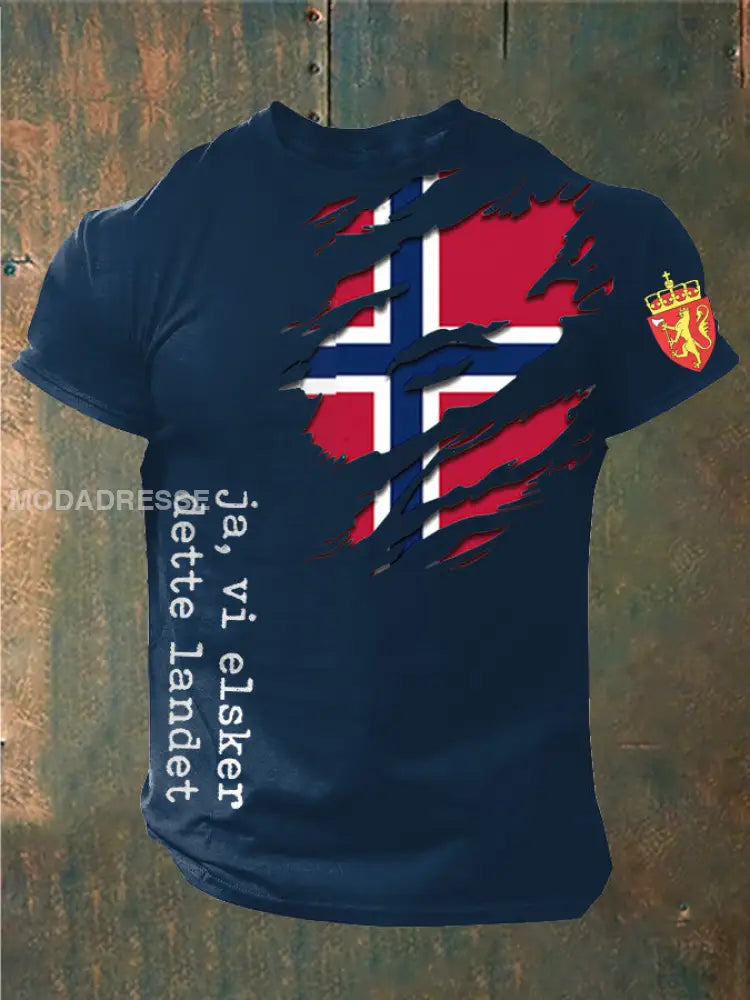 Menns Norge Ja Vi elsker dette landet trykt blå farger / S