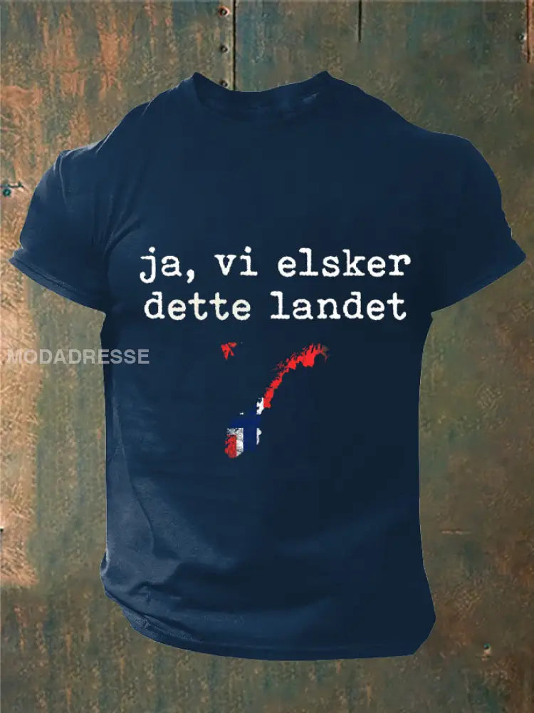 Menns Norge Ja Vi elsker dette landet trykt blåblått / S
